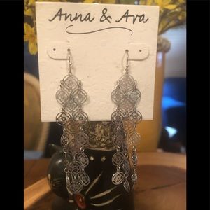 Anna & Ava 3” Long Silver Medallion Earrings